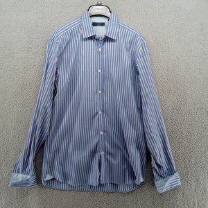 Ted Baker Shirt Mens Size 16 Blue Multstripe Spread London Archive French Cuff